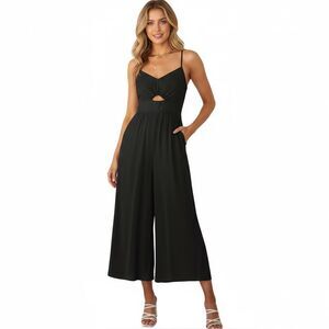 Women’s Black Wide Leg Strappy Jumpsuit Romper Medium